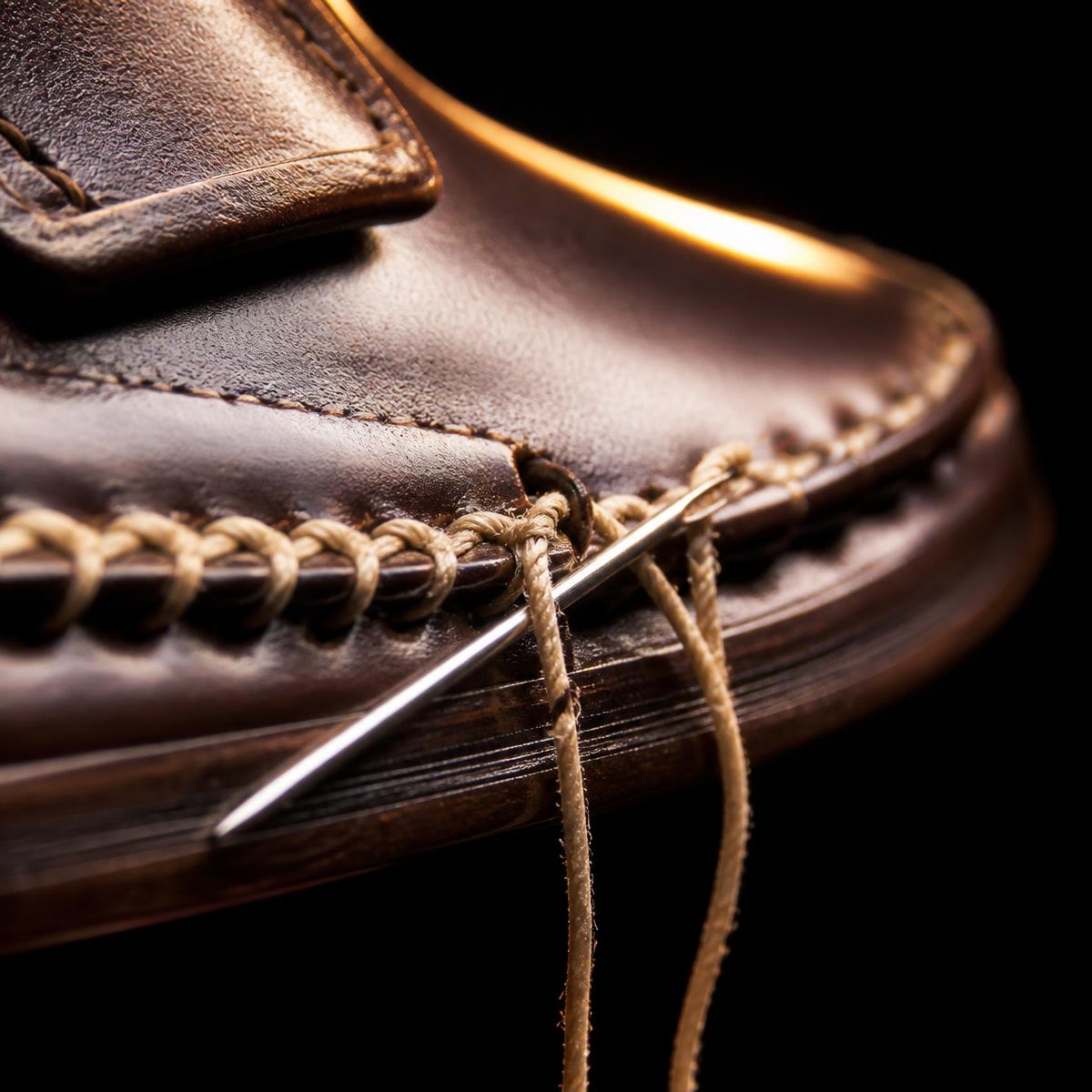 Hand-stitched leather welt of a Tidal loafer